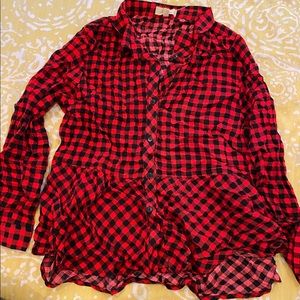 Women’s Flannel button down babydoll shirt large